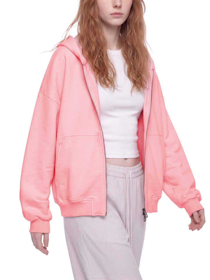 WOMEN HODDIES  Vintage Wash Boxy Full Zip Hoodie