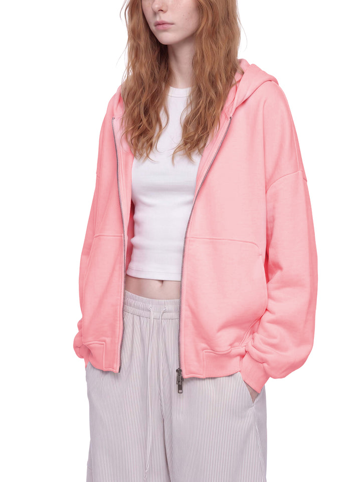 WOMEN HODDIES  Vintage Wash Boxy Full Zip Hoodie