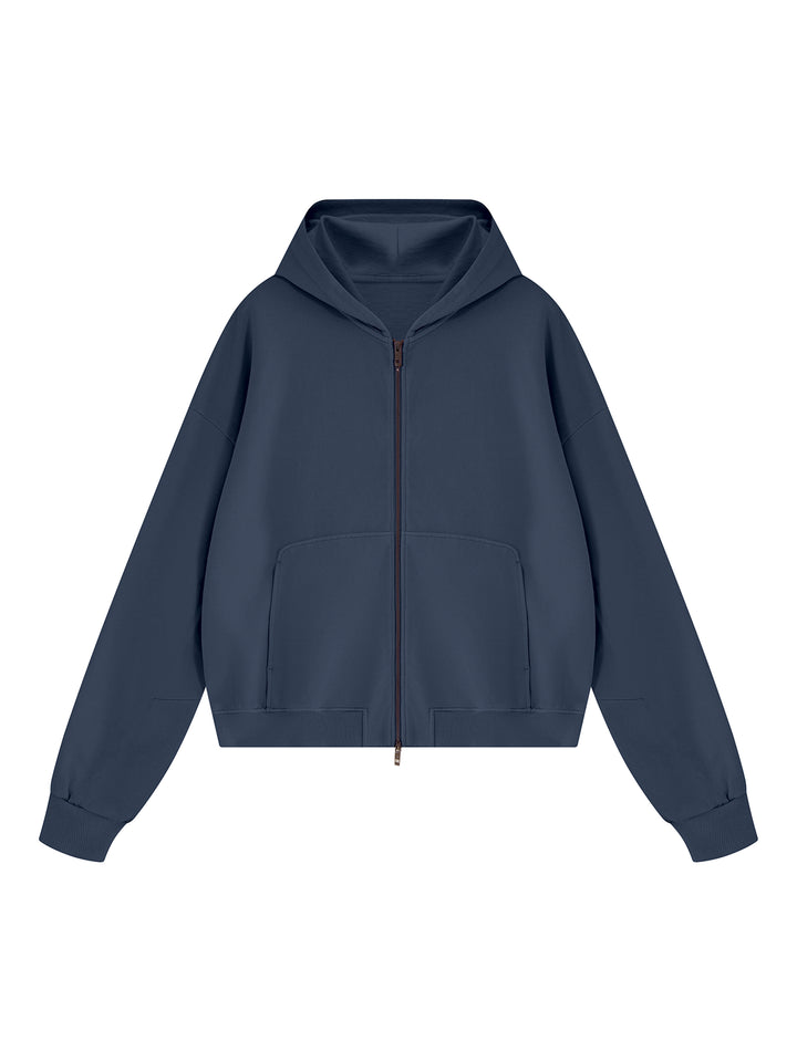 WOMEN HODDIES  Vintage Wash Boxy Full Zip Hoodie