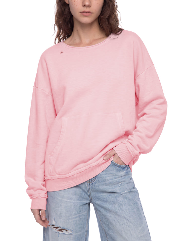 WOMEN HODDIES Raw Edge Crewneck Sweatshirt