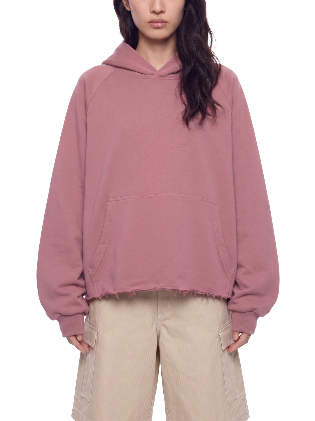 WOMEN HODDIES  Vintage Wash Raw Edge Boxy Hoodie