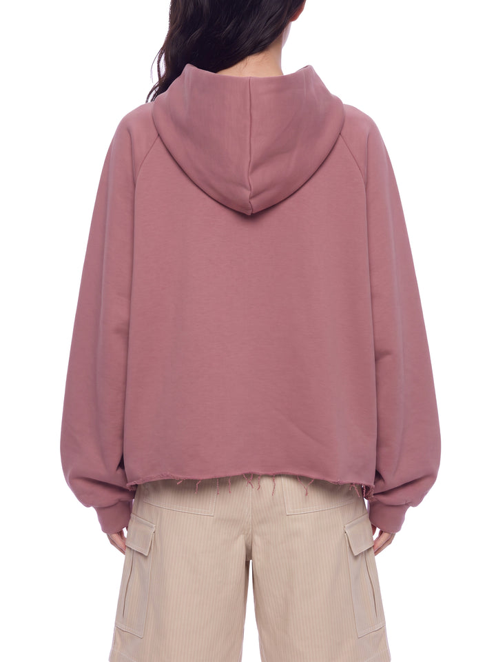 WOMEN HODDIES  Vintage Wash Raw Edge Boxy Hoodie