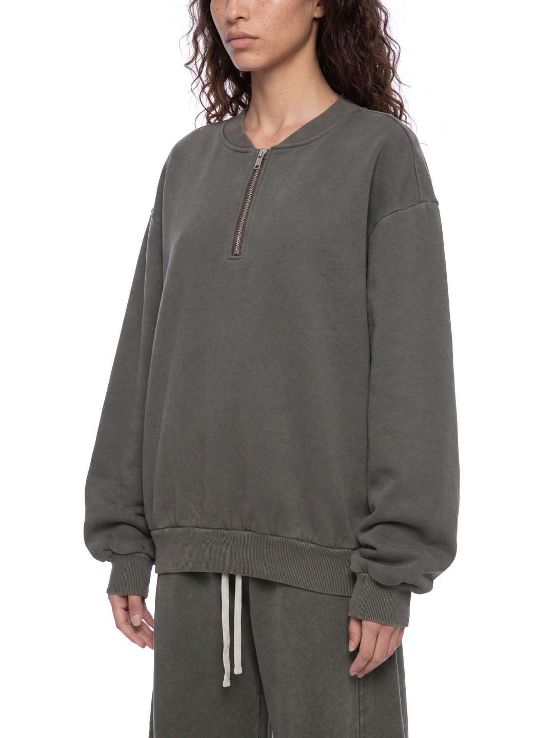 WOMEN HODDIES  Vintage Wash Fleece Quarter Zip Sweatshirt