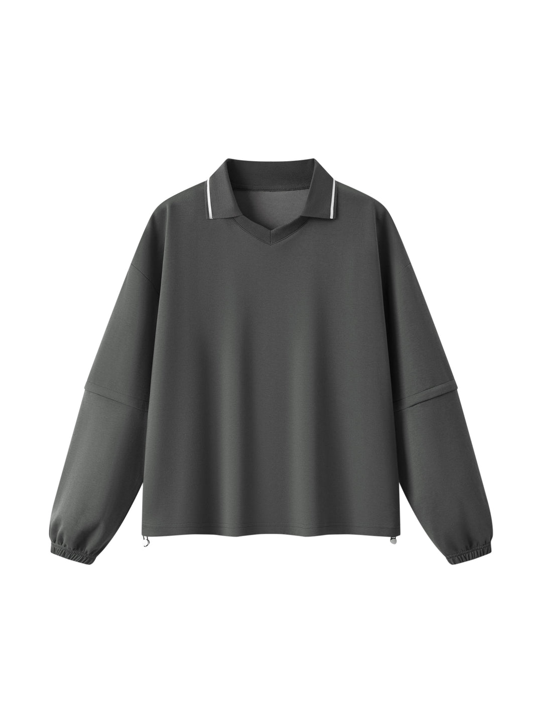 men hoddies  Boxy Collared Detachable Sweatshirt