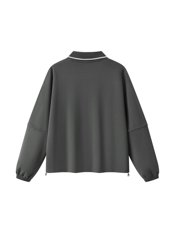 men hoddies  Boxy Collared Detachable Sweatshirt
