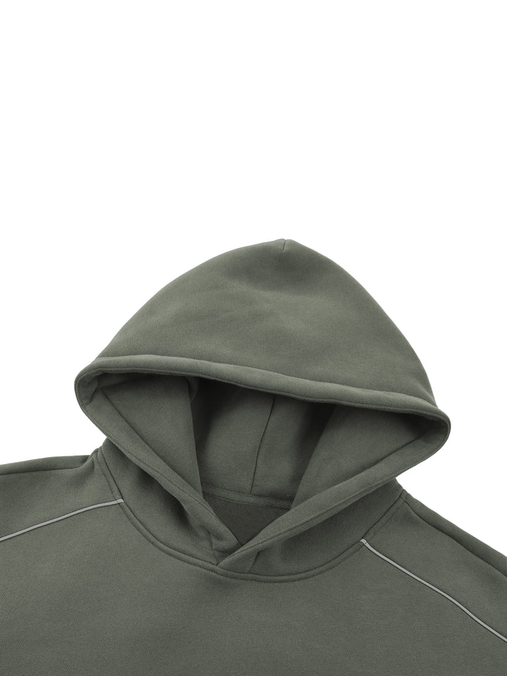 men hoddies  Oversized Piping Fleece Hoodie