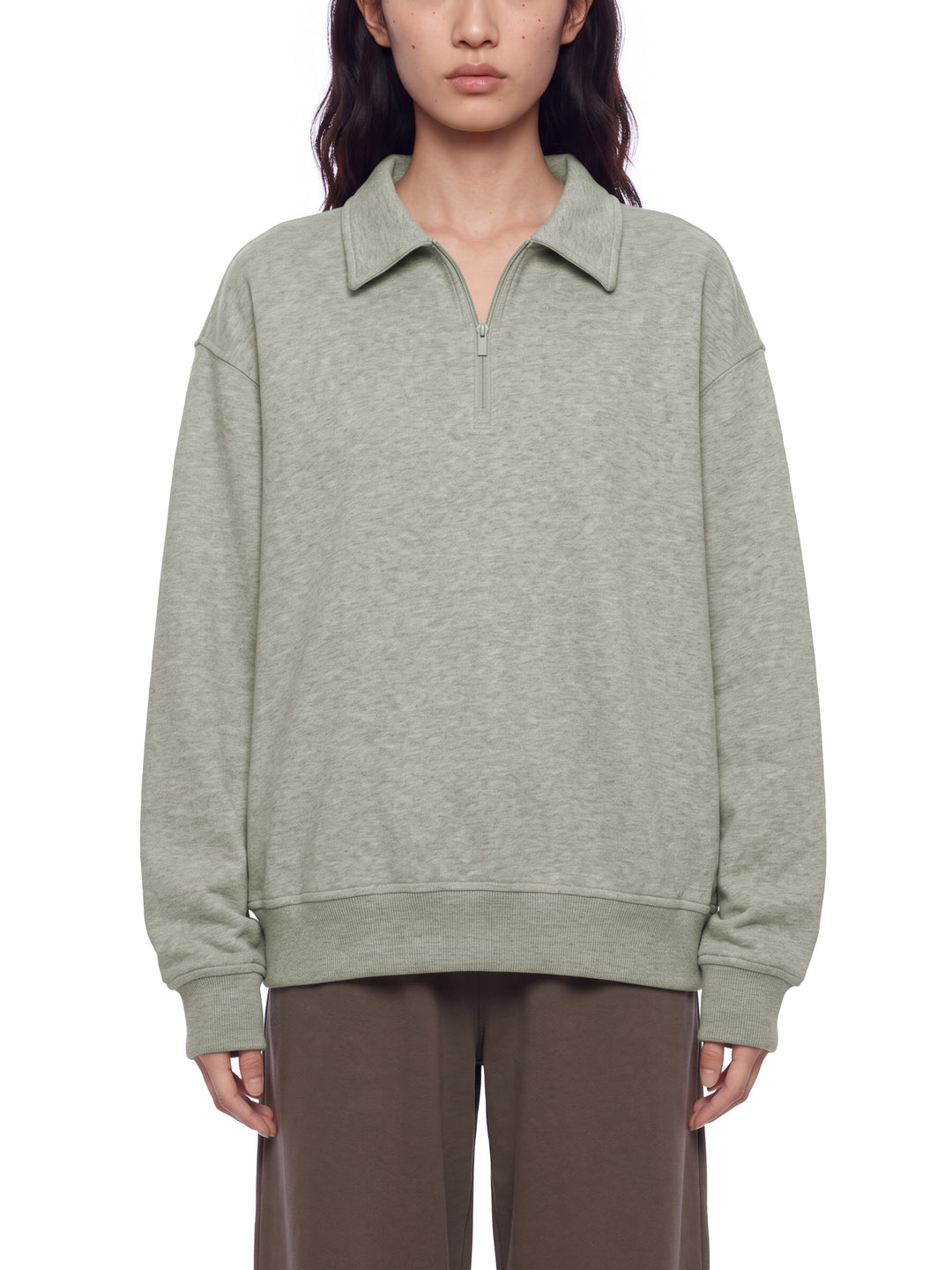 women hoddies  Boxy Quarter-Zip Sweatshirt