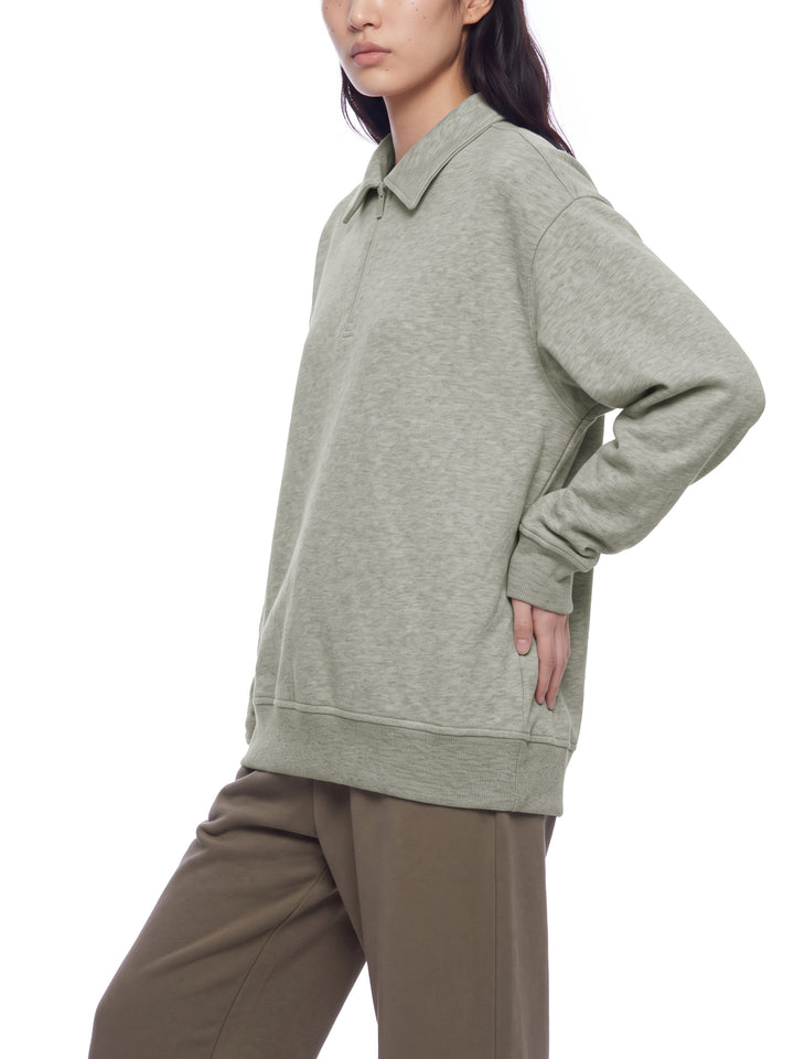 women hoddies  Boxy Quarter-Zip Sweatshirt