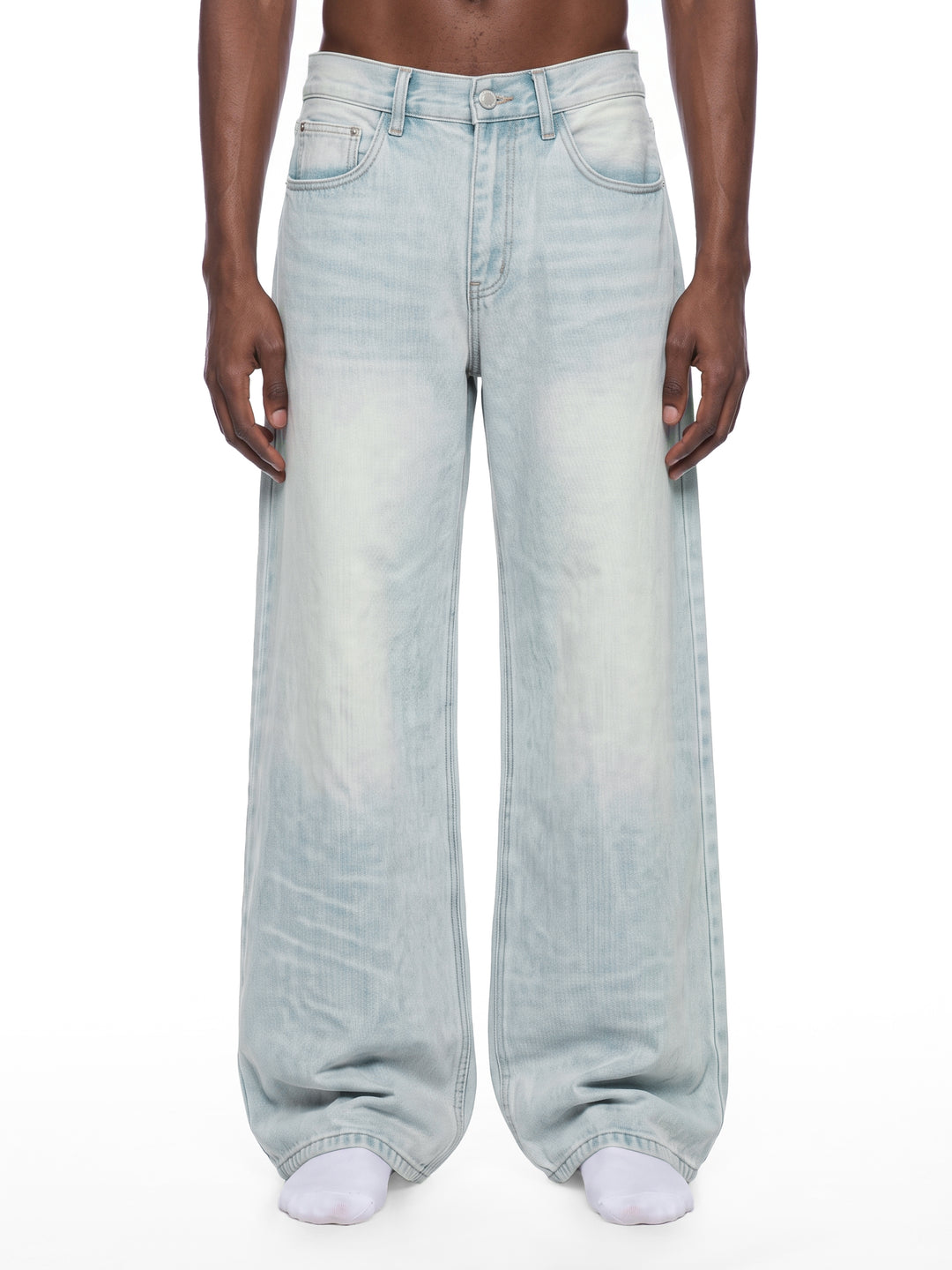 men pent Vintage Wash Wide Leg Denim Jeans