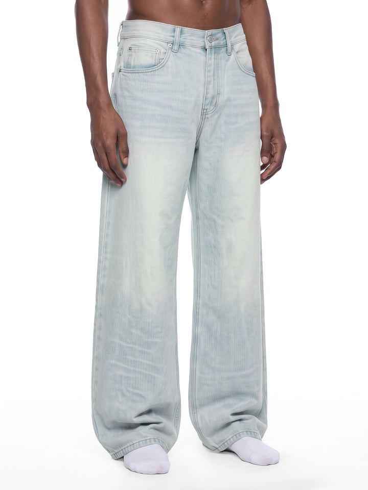 men pent Vintage Wash Wide Leg Denim Jeans