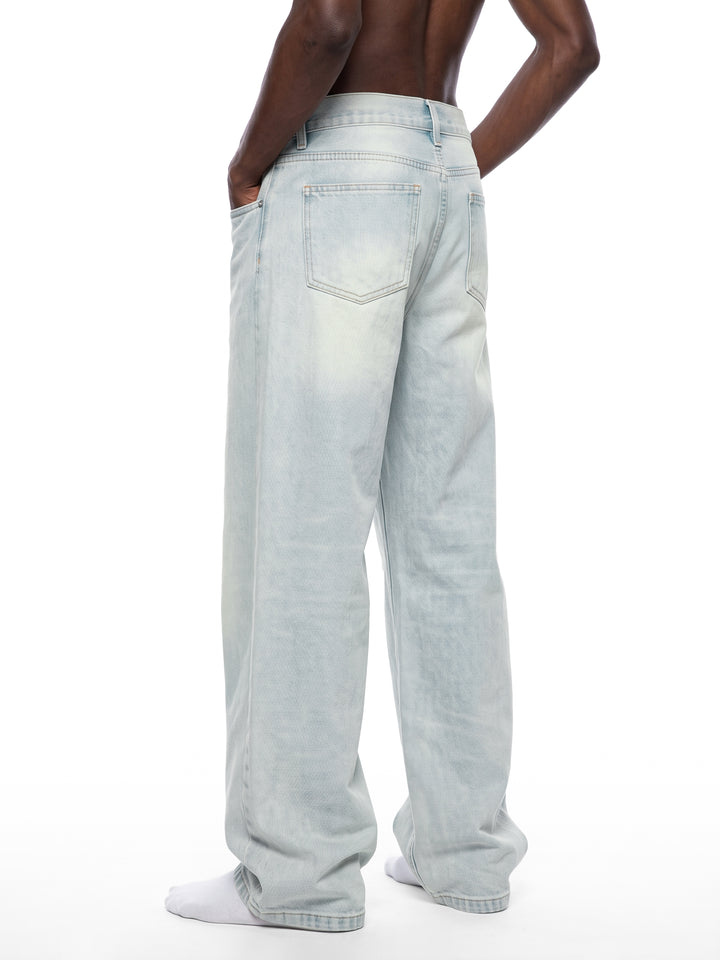 men pent Vintage Wash Wide Leg Denim Jeans