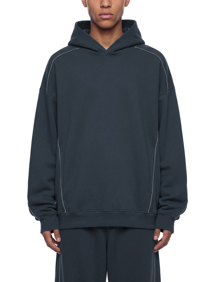men hoddies  Oversized Piping Fleece Hoodie