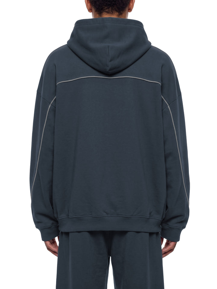 men hoddies  Oversized Piping Fleece Hoodie