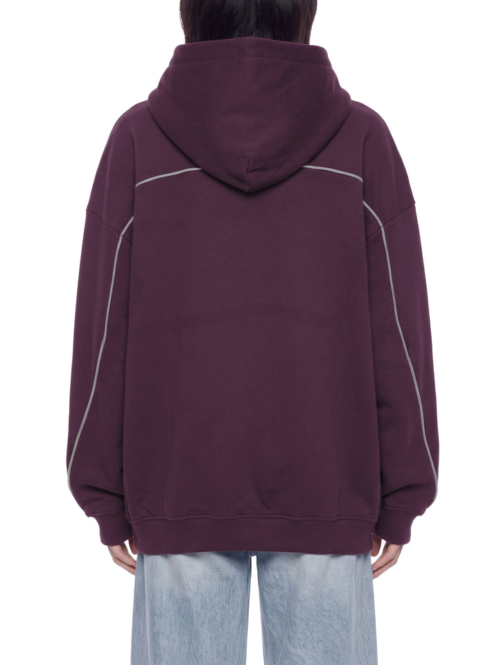 women hoddies Oversized Piping Fleece Hoodie