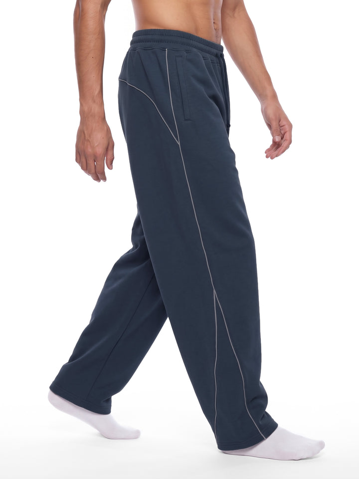 men pent  Piping Fleece Barrel Leg Sweatpants
