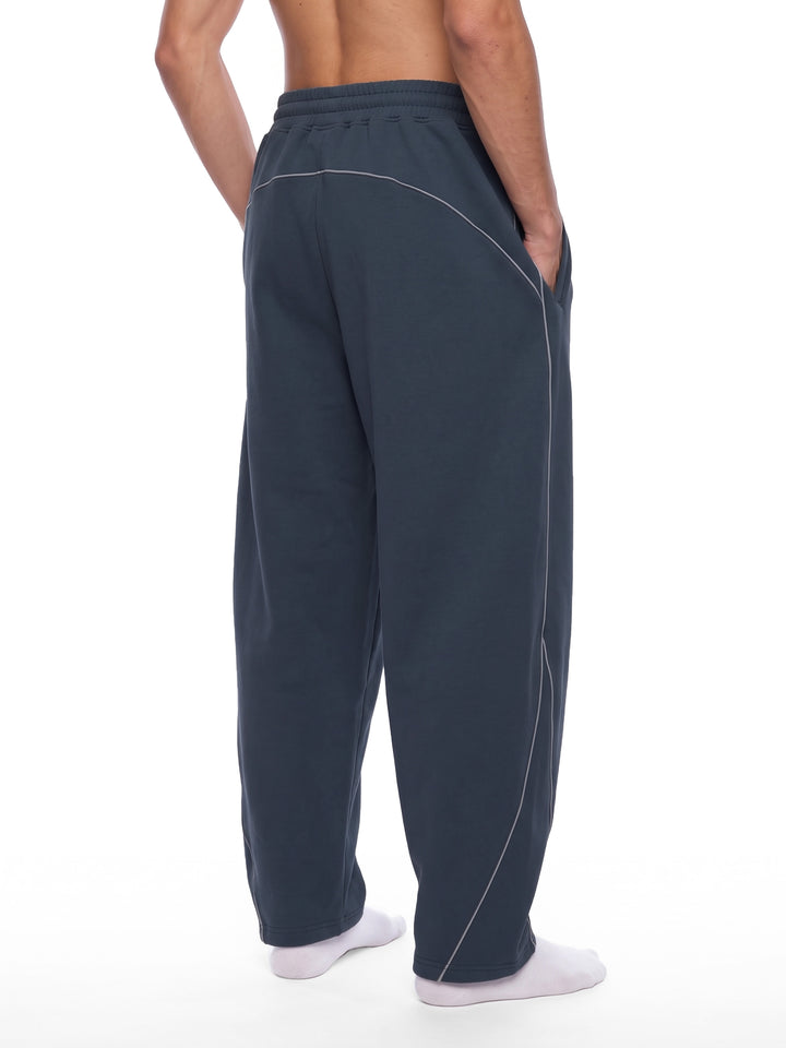 men pent  Piping Fleece Barrel Leg Sweatpants