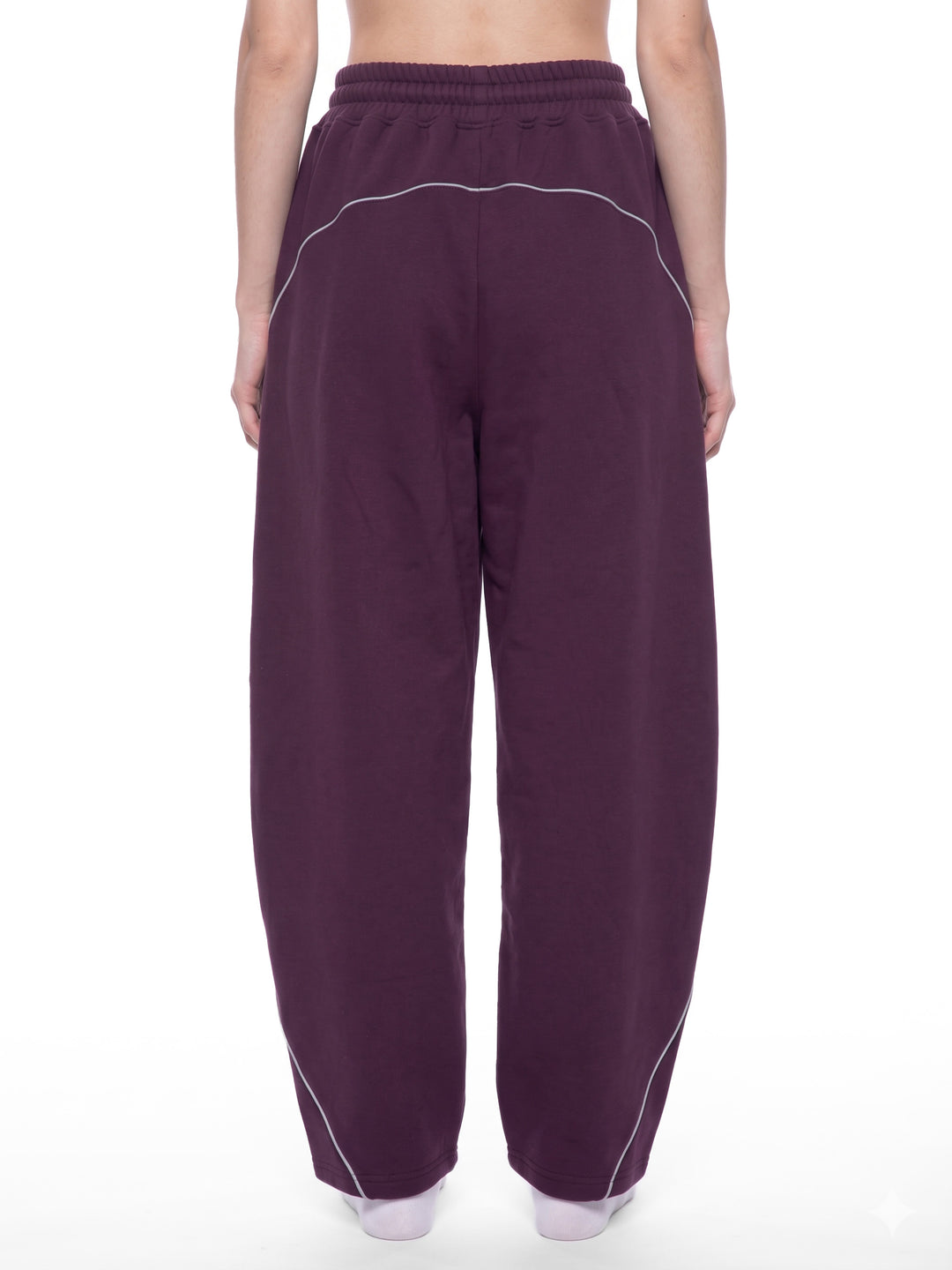 women pent  Piping Fleece Barrel Leg Sweatpants