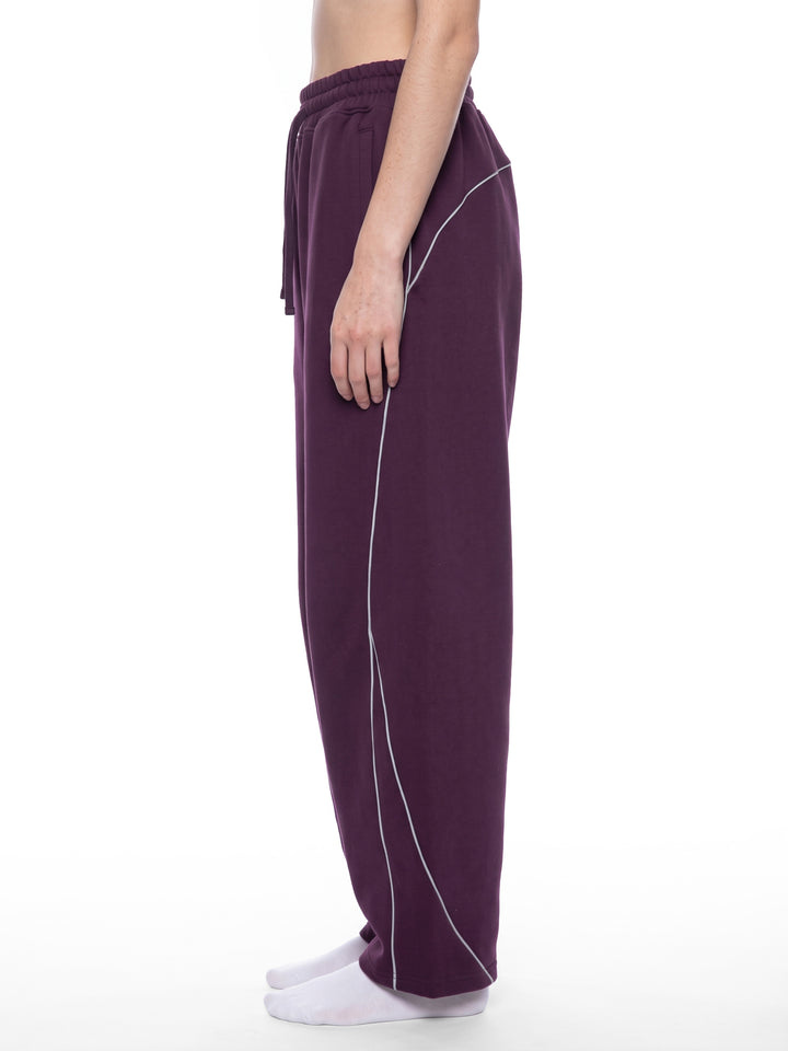 women pent  Piping Fleece Barrel Leg Sweatpants