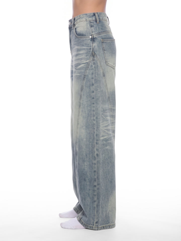 women pent Vintage Wash Wide Leg Denim Jeans