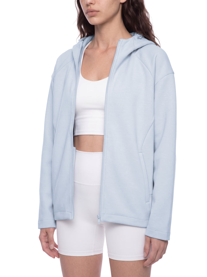 women hoddies Paneled Full Zip Hoodie