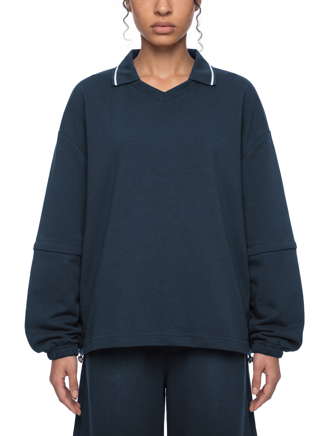 women hoddies Boxy Collared Detachable Sweatshirt