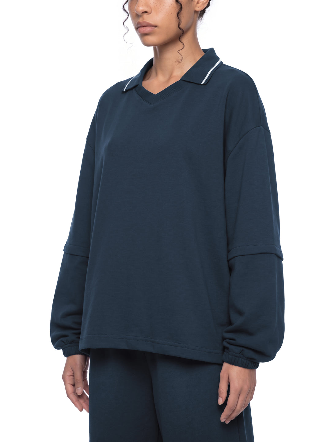 women hoddies Boxy Collared Detachable Sweatshirt