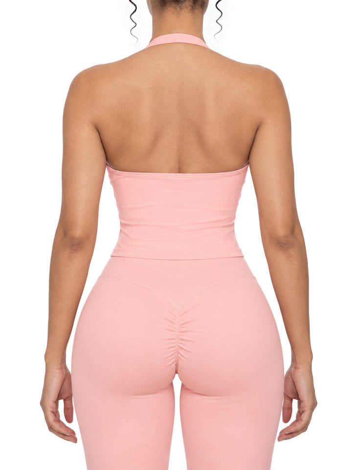 Women gym wear  Ruched Halter Yoga Tank Top