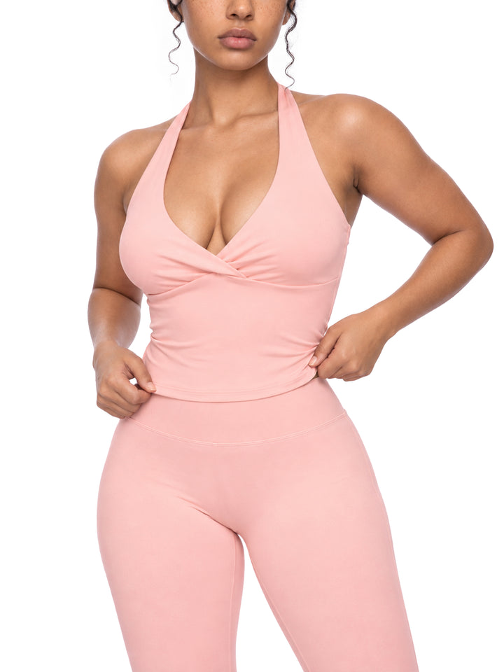 Women gym wear  Ruched Halter Yoga Tank Top